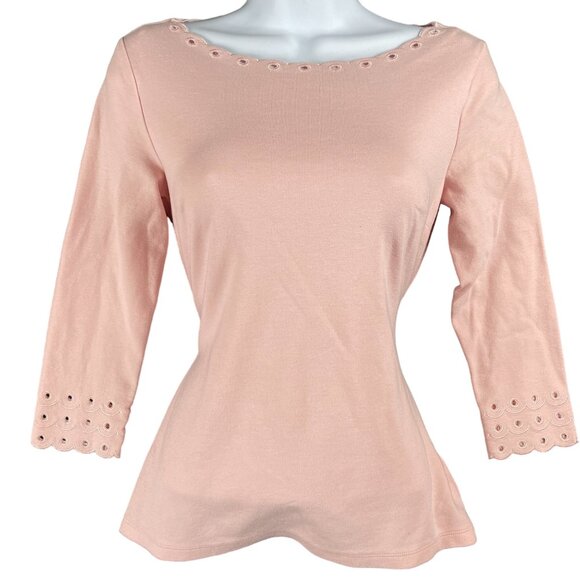Talbots Top Womens P/S Eyelet Embroidery Office Capsule Everyday Minimal Staple - Picture 1 of 9